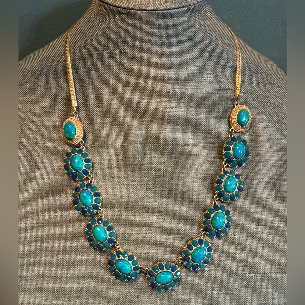 Fundaisy Aqua / Turquoise gold tone necklace